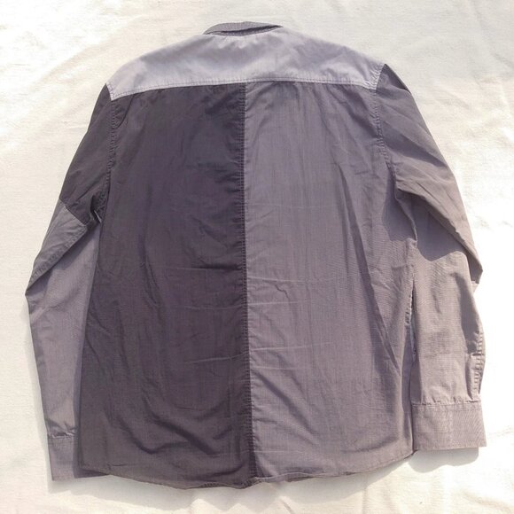 We Love Desigual Long Sleeve Grey Shirt Patchwork Compass XL Embroidery Funky - Picture 4 of 8